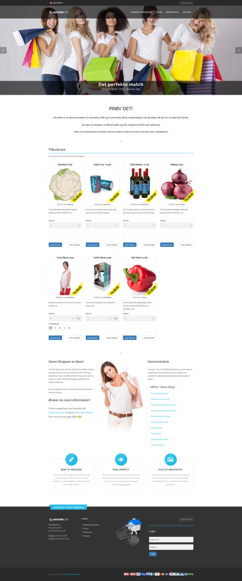 Concrete CMS Site vi har udviklet - Demonstrations shop